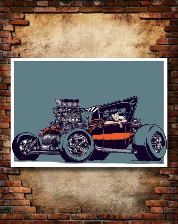 Siebdruck Poster Hot Rod der Kustom Kulture